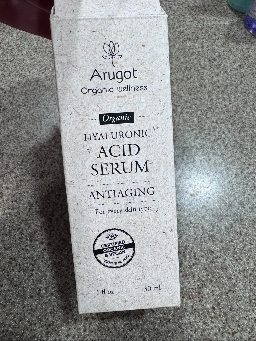 Arugot Organic Hyaluronic Acid Serum - Antiaging Hydration (30 ml)